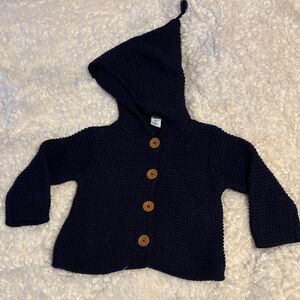 Nordstrom Navy Knit Baby Cardigan with Wooden Buttons 12 M